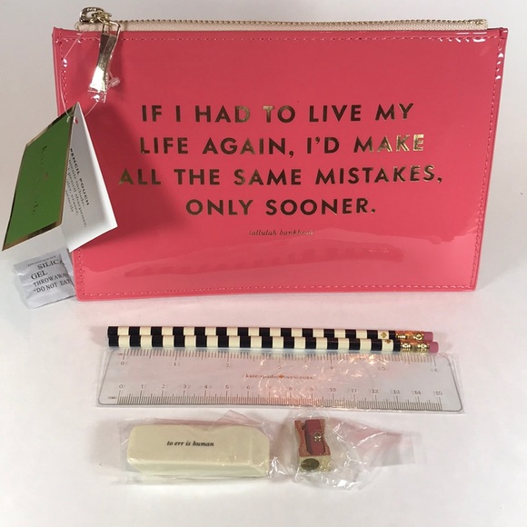 NWT Kate Spade Same Mistakes Pencil Pouch complete - Picture 1 of 8